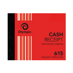 OLYMPIC CARBON TRIPLICATE CASH RECEIPT BOOK NO615 100 X 125MM 100 LEAF RED
