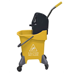 CLEANLINK MOP BUCKET DOWNWARD PRESS METAL WRINGER 31 LITRE YELLOW