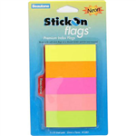 STICKON FLAGS 50 SHEETS 25 X 76MM NEON ASSORTED PACK 5