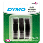 DYMO 1741670 EMBOSSING LABELLING TAPE 9MM X 3M GLOSSY BLACK PACK 3