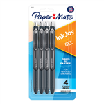 PAPERMATE INKJOY GEL PENS 07MM BLACK PACK 4