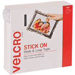 VELCRO BRAND STICKON HOOK AND LOOP TAPE 20MM X 5M WHITE