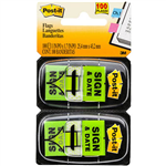 POSTIT 680SD2 SIGN HERE AND DATE FLAGS GREEN TWIN PACK 100