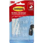 COMMAND ADHESIVE MINI CLEAR HOOKS WITH CLEAR STRIPS