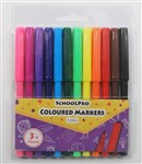 SCHOOLPRO COLOURED MARKERS ASSORTED PACK 12