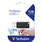 VERBATIM STORENGO PINSTRIPE USB FLASH DRIVE 20 128GB BLACK