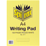 SPIRAX 411 WRITING PAD 8MM RULED A4 100 PAGE