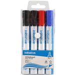 INITIATIVE WHITEBOARD MARKERS CHISEL 5MM ASSORTED WALLET 4