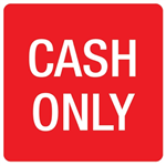 APLI SELF ADHESIVE SIGN CASH ONLY 114MM REDWHITE