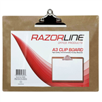 RAZORLINE CLIPBOARD MASONITE LANDSCAPE LARGE CLIP A3 BROWN 250SHEETS