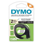 DYMO 92630 LETRATAG LABELLING TAPE PAPER 12MM X 4M BLACK ON PEARL WHITE PACK 2