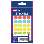 AVERY 932292 MULTIPURPOSE STICKERS CIRCLE 16MM MULTI COLOURED PACK 140