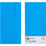 QUILL DL COLOURED ENVELOPES PLAINFACE STRIP SEAL 80GSM 110 X 220MM MARINE BLUE PACK 25
