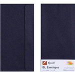 QUILL DL COLOURED ENVELOPES PLAINFACE STRIP SEAL 80GSM 110 X 220MM BLACK PACK 25