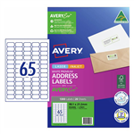 AVERY PREMIUM SHIPPING LABELS WITH AVERYECO 65UP WHITE 20 SHEETS