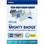 AVERY THE MIGHTY NAME BADGE 762 X 254MM SILVER BOX 10