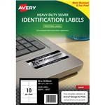 AVERY 959203 L6012 DURABLE METALLIC HEAVY DUTY LABELS SILVER 10UP PACK 20