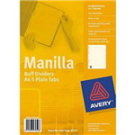 AVERY 97059 DIVIDER MANILLA 5 TABS HANDIPACK A4 BUFF