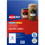 AVERY 980015 L7119 BLANK PRINTABLE LABELS SQUARE LASERINKJET 35UP GLOSS WHITE PACK 10