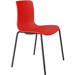DAL ACTI CHAIR 4LEG BLACK POWDERCOAT FRAME RED POLYPROP SHELL