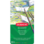 DERWENT ACADEMY WATERCOLOUR PENCILS ASSORTED TIN 12