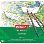 DERWENT ACADEMY WATERCOLOUR PENCILS ASSORTED TIN 24