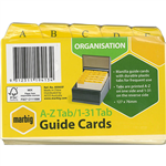 MARBIG GUIDE CARDS AZ131 TAB 127 X 76MM BUFF MANILLA PACK 30