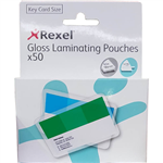 REXEL GLOSS LAMINATING POUCH 180 MICRON KEY CARD 63 X 98MM CLEAR PACK 50