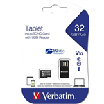 VERBATIM TABLET MICROSD CARD WITH USB READER 32GB BLACK