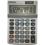 INITIATIVE DESKTOP CALCULATOR 12 DIGIT DUAL POWERED SMALL GREY
