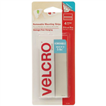 VELCRO BRAND REMOVABLE MOUNTING STRIPS 88 X 19MM WHITE PACK 4