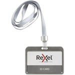REXEL ID CARD HOLDER WITH LANYARD LANDSCAPE ALUMINIUM SILVER