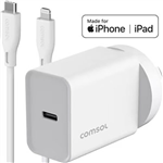 COMSOL USBC WALL CHARGER 20W  USBC TO LIGHTNING CABLE 15M WHITE