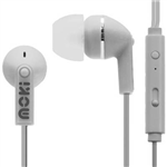 MOKI STEREO EARBUDS NOISE ISOLATION WITH MICROPHONE AND CONTROL WHITE