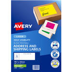 AVERY 35932 L7162FG HIGH VISIBILITY SHIPPING LABEL LASER 16UP FLUORO GREEN PACK 25