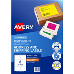AVERY 36103 L7165FO HIGH VISIBILITY SHIPPING LABEL LASER 8UP FLUORO ORANGE BOX 25