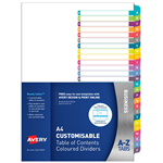 AVERY 922007 L741126 CUSTOMISABLE TABLE OF CONTENTS COLOURED DIVIDERS AZ TABS A4