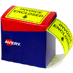 AVERY 932619 MESSAGE LABEL INVOICE ENCLOSED 75 X 996MM FLUORO YELLOW PACK 750