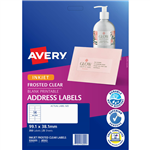 AVERY 936005 J8563 INKJET LABEL 14UP CLEAR WITH MATT FINISH PACK 25