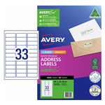 AVERY 936108 J8157 ADDRESS LABELS INKJET 33UP WHITE PACK 50