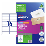 AVERY 952002 L7162 QUICK PEEL ADDRESS LABEL WITH SURE FEED LASER 16UP WHITE PACK 20