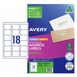 AVERY 959002 L7161 QUICK PEEL ADDRESS LABEL WITH SURE FEED LASER 18UP WHITE PACK 100
