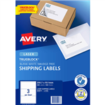 AVERY 959013 L7155 TRUEBLOCK SHIPPING LABEL LASER 3UP WHITE PACK 100