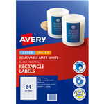 AVERY 959053 L7656 REMOVABLE MULTIPUROSE LABEL LASER INKJET 84UP WHITE PACK 25