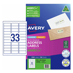 AVERY 959060 L7157 QUICK PEEL ADDRESS LABEL WITH SURE FEED LASER 33UP WHITE PACK 100