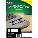 AVERY 959202 L6011 HEAVY DUTY LASER LABELS 27UP SILVER PACK 20