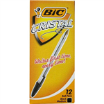 BIC CRISTAL BALLPOINT PENS MEDIUM BLACK BOX 12