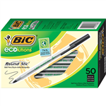 BIC ECOLUTIONS ROUND STIC BALLPOINT PEN MEDIUM BLACK BOX 50