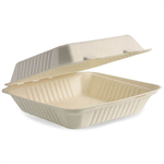 BIOPAK BIOCANE TAKEAWAY CLAMSHELL 230 X 230 X 80MM NATURAL PACK 100