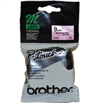 BROTHER ME21 NON LAMINATED LABELLING TAPE 9MM BLACK ON PINK